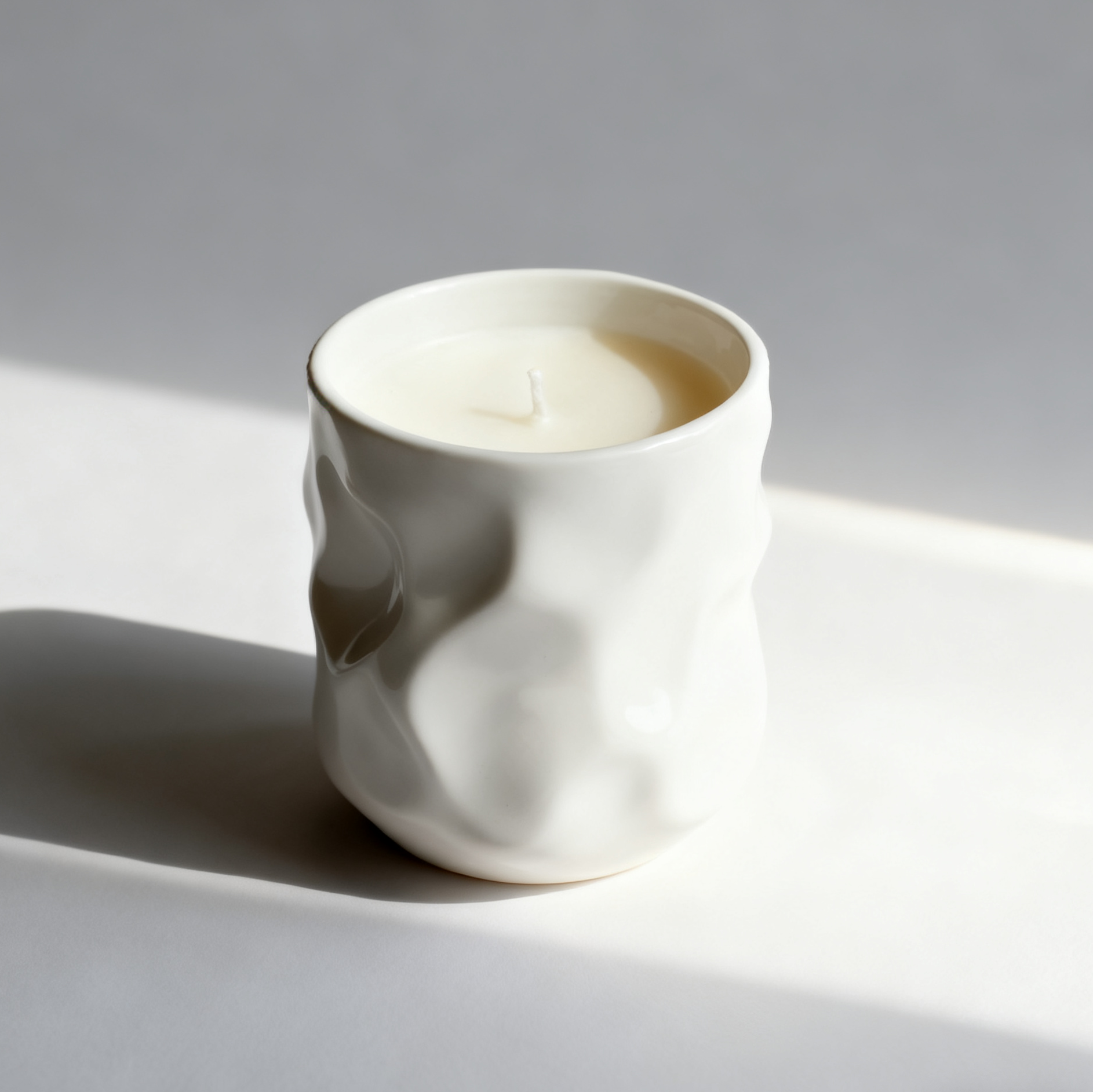 不规则纹理陶瓷香薰蜡烛（极简纯白款）